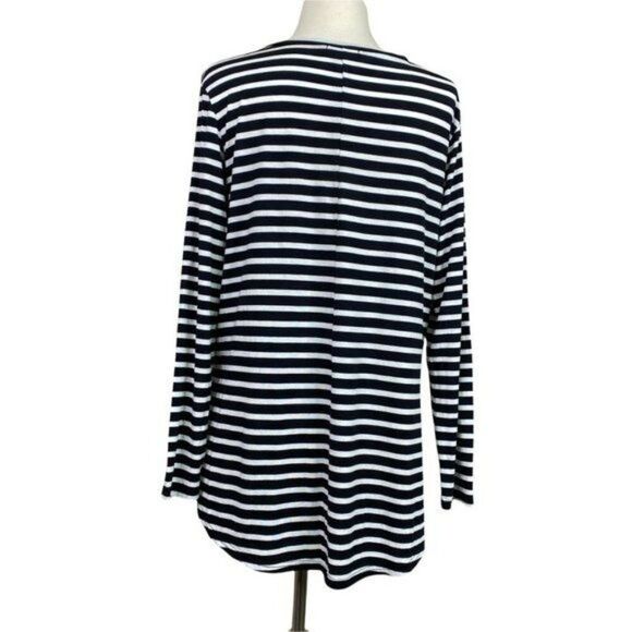 Halogen Long Sleeve Striped V-Neck Top Size Medium Petite - Picture 3 of 6